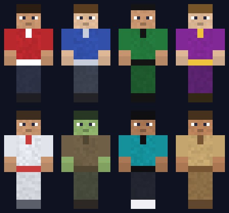 Preview of the 8 free Minecraft skins